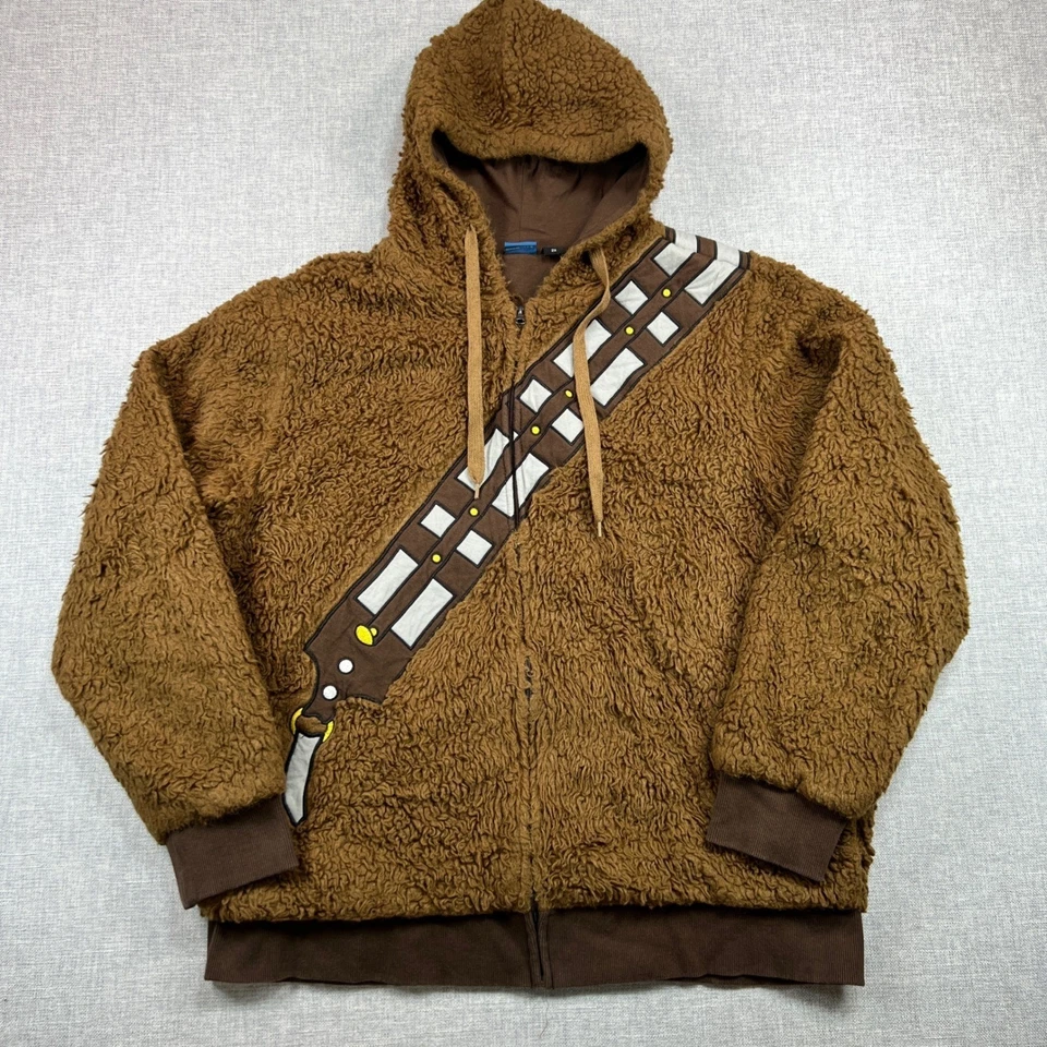 Star Wars Chewbacca Fuzzy Sherpa Sudadera con Capucha Para Hombres XXL Cremallera Completa Marrón Juegos con disfraces Pesada Foto 1 de 4