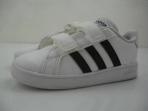 Boys Girls Baby 9.5 Adidas Neo Grand Court White Black EF0118 Shoes Hook & Loop - Picture 1 of 12