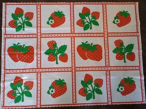 VINTAGE -33" x 43" -Strawberry (App. 10") Blocks by Springs Mill- Cotton Fabric - Picture 1 of 4