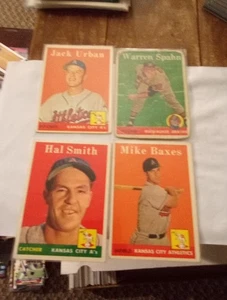1958 Topps Lot Of 4 Baseball Cards Lower Grade Condition Warren Spahn  - Picture 1 of 9