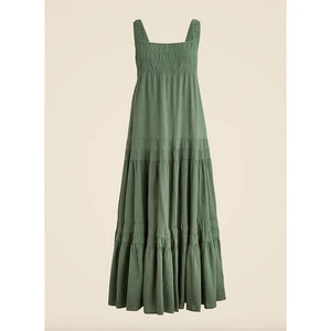 J.Crew Airy Gauze Tiered Maxi Dress Green Cotton Resort Boho A Line Medium NWT - Picture 1 of 11