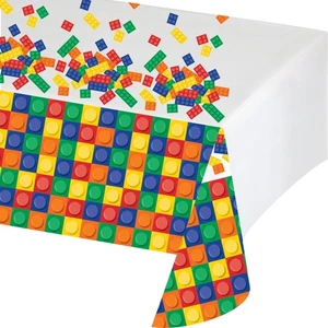 Creative Converting 315252 Block Birthday Plastic Tablecover Multicolor, 54" x 1 - Picture 1 of 6