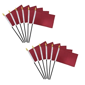 1 dozen pack of Burgundy 4x6in Solid Color Stick Flags - Picture 1 of 2