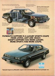Plymouth Sapporo Japanese Luxury Sports Coupe Celica Rival Print Ad 1980 - Picture 1 of 5