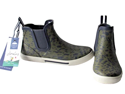 Botas de lluvia Chelsea impermeables sin cordones con estampado de leopardo gris talla 5 Joules para mujer Foto 1 de 4