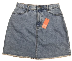 Sportsgirl Indigo Blue Mini Denim A-Line Women's Skirt Frayed Size 8 NWT - Picture 1 of 13