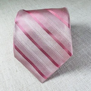 MURANO Men's 100% Silk Necktie Pink with Relief Stripes MACY"S New without Tags - Picture 1 of 2