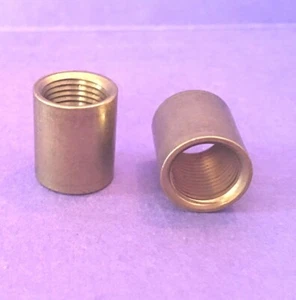 Solid Brass Barrel Coupling 5/8" tall UNFINISHED BRASS 1/8 IPS (3/8") LAMP PART - Picture 1 of 3