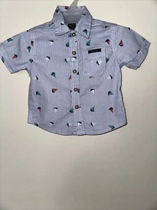 Nautica Boy's Sailboat Button Up Short Sleeve Collared Shirt Size 12 - Picture 1 of 13