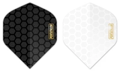 PENTATHLON™ Hexagon Dart Flights Strong with Gold Foiling Black or White  5 sets - Image 1 of 4