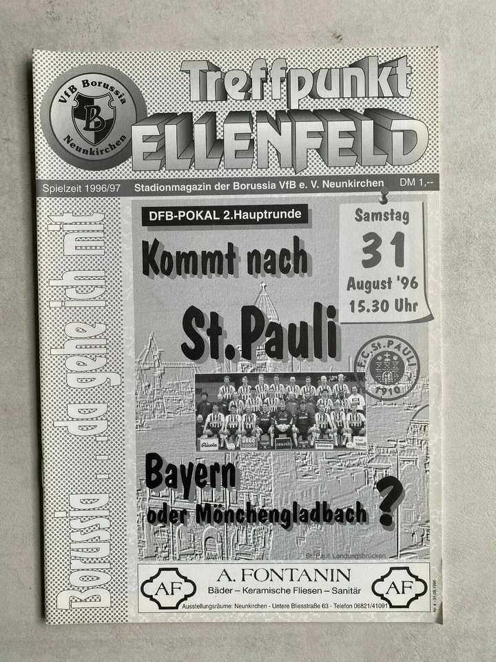 DFB-Pokal 96/97 VfB Borussia Neunkirchen - FC st. Pauli, 31.08.1996 - Bild 1 von 1