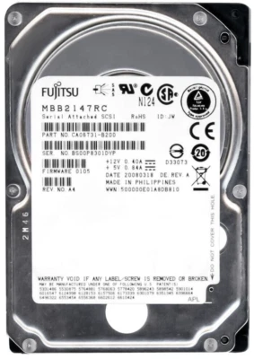 Hard Drive Fujitsu MBB2147RC 147GB SAS 10000U/Min 16MB Cache 2.5 " Inch - Image 1 of 3