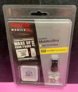 SanDisk Mobile Ultra 8GB microSDHC with Reader (SDSDQY-8192-A11M) - Brand New - Picture 1 of 2