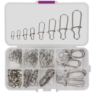 100Pcs Duo Lock Fishing Snap Stainless Quick Change Fishing Snaps Clip Swivels - Picture 1 of 7