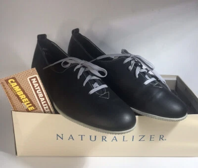 Naturalizer Caddy Black Lea Lace Up Flat Leather Shoes Women’s Size 8S - Image 1 of 4