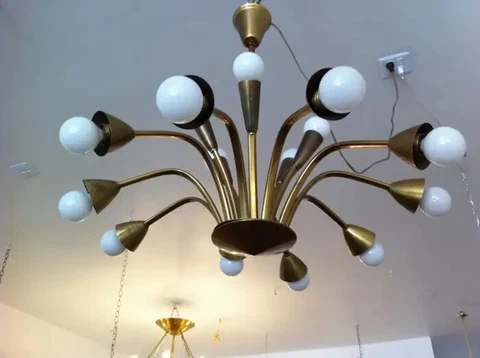 French Empire Pendant Style Light Italian 1950's Antique Brass Chandelier Cover