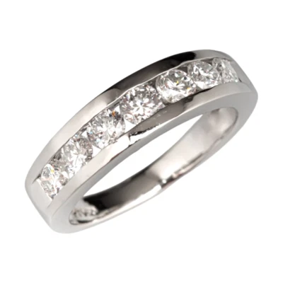 Lab Created 1 Ct Round Cut Diamond Platinum Band 5.5 mm PT950 Wedding - Image 1 of 4