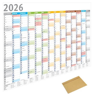 2026 Wandkalender DIN A0,A1,A2,A3,A4 Plakatkalender Jahresplaner GEFALTET Planer - Bild 1 von 4