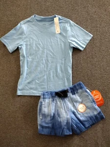 Wonder Nation Boys 2-Pck Short Sleeve T-Shirt Top + Blue Buckle Up Shorts XS 4-5 - Picture 1 of 10