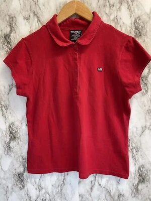 Pantalones de mezclilla deportivos polo vintage Ralph Lauren para mujer talla XL camisa roja logotipo bandera RL Foto 1 de 4