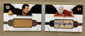 Nice 2013-14 Panini National Treasures Dual Stick Auto Phil & Tony Esposito 8/20