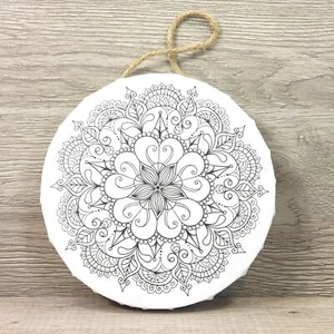 Round Mandala Colorable Canvas Wall Art DIY Creative Artist Craft Adult & Kids - Picture 1 of 7
