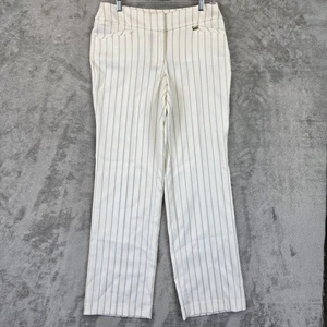 Pantalones Anne Klein Mujer 4 Blanco Beige Rayas Pierna Recta Vestido Trabajo Oficina - Imagen 1 de 13