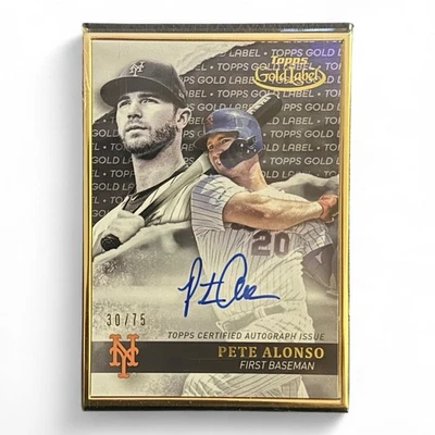 Pete Alonso 2020 Topps Gold Label Gold Framed Auto /75 On Card Autograph Mets - Image 1 of 2