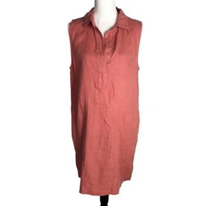 C & C California Hemdblusenkleid Damen Größe 10 Leinen 100 % rosa Taschen seitlich - Bild 1 von 5