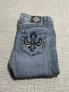 Vintage JNCO Womens Y2K Denim Jeans Size 29 Blue Skinny Embroidered Pockets - Picture 1 of 8