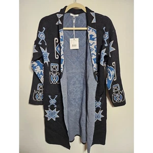 Sioni Damen Open Front Pullover Cardigan Native Design Schwarz Gr. M Neu mit Etikett - Bild 1 von 16
