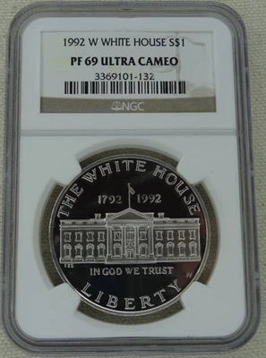1992-W White House Proof Silver Dollar NGC PF 69 US Mint $1 Coin Commemorative - Image 1 of 2
