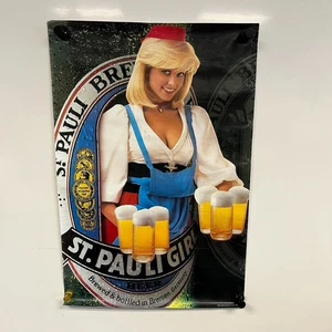 1982 vintage ST. PAULI GIRL beer promo poster Advertising Garage Decor 22 x 32 - Picture 1 of 12