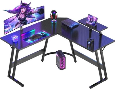 GUNJI Schreibtisch L Form Mit Monitorständer 120×120cm  Gaming Tisch - Bild 1 von 4