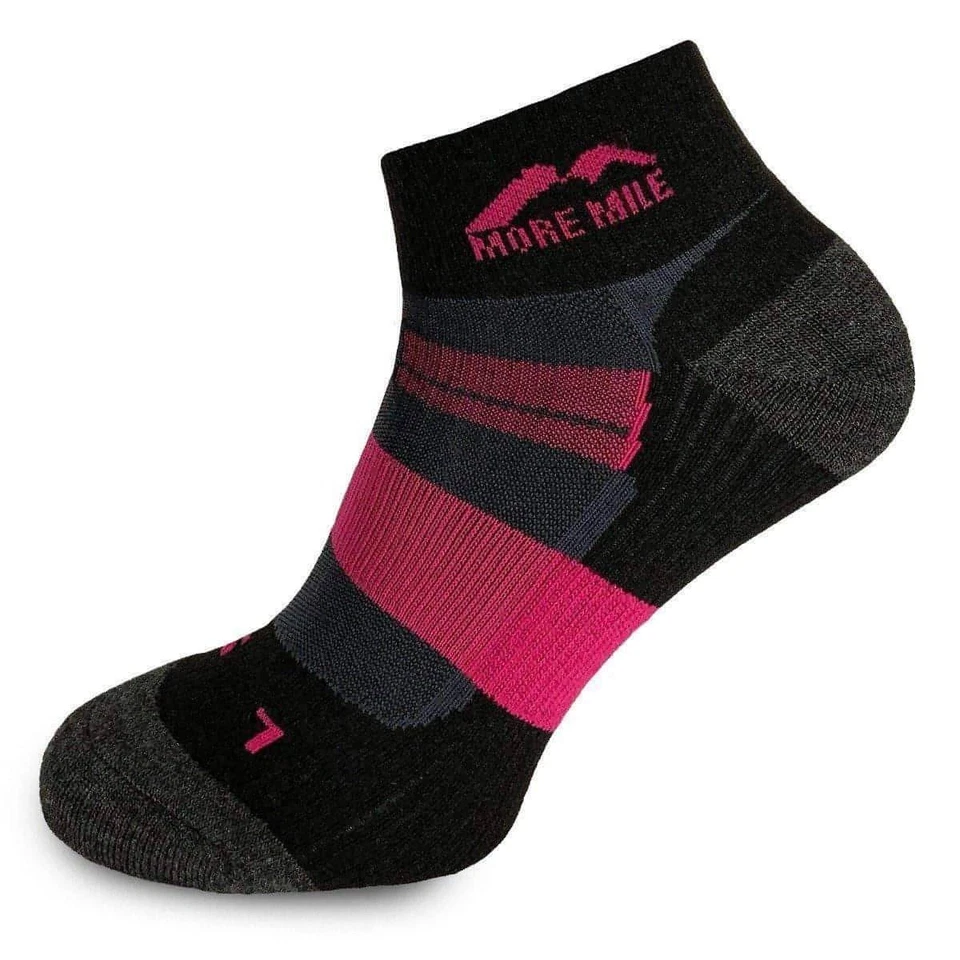 More Mile Endurance Womens Running Socks Black Cushioned Anti Blister Support
