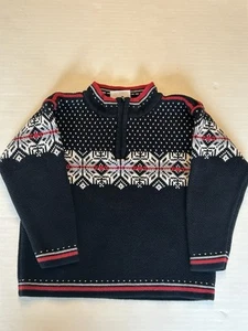Hanna Andersson Fair Isle Sweater Snowflake Knit 1/4 Zip Cotton Boys Size 4 - Picture 1 of 7