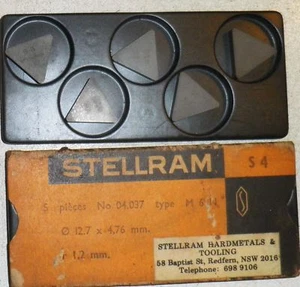 5x Stellram Carbide Tip inserts Ste S4 04.037 M6N 12.7x4.76 r1.2mm - Bild 1 von 1