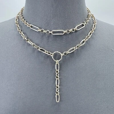 Collar gargantilla collar cadena metal color plata N0333 Foto 1 de 2