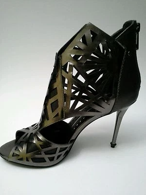 Sandalia de tacón Dolce Vita Adriano punta abierta recortada cuero talla 8,5 estaño $209 Foto 1 de 4