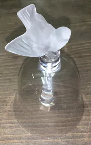 Lalique France Crystal Bell Frosted Bird Finial Clear Glass - Picture 1 of 7