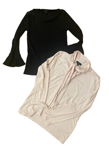 2 J Crew schwarz Strick Volant Ärmel Top und rosa Strick Kätzchen Top S - Bild 1 von 14