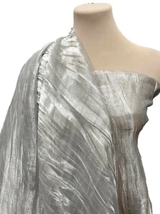 CRUSHED ORGANZA SILVER FABRIC SHEER 45" BTY BRIDAL, FORMAL, DECOR, HOLIDAY - Picture 1 of 3