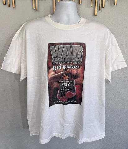 2000 Jorge MAROMERO Paez vs Justo Sanchez Fight T-SHIRT Boxing SZ XL White WAR Cover