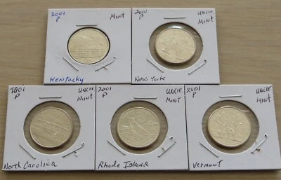 5 US State Quarters (L62P1-5) 5-2001p Uncirculated mint Quarters from US Mint Se - Image 1 of 4