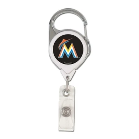 Miami Marlins Retractable Metal Badge Holder [NEW] MLB Key Chain ID Ring Cover