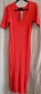 Lane Bryant Ribbed Stretch Red Sweater Dress Women's 14/16 Short Sleeve Elegant - Picture 1 of 4