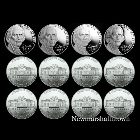2017 2018 2019 2020 P+D+S Jefferson Mint Proof Set ~ PD from Bank Rolls Cover