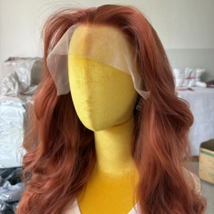 Synthetic Hair Layered Soft HD Lace Front Wig Long Wavy Copper Red - Picture 1 of 7