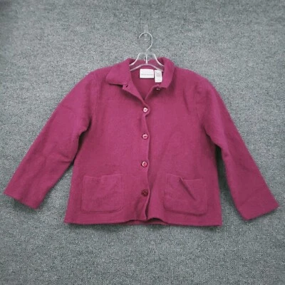 Chaqueta Alfred Dunner Mujer M Mediana Rosa Recortada Botón Manga Larga Vellón Lana Foto 1 de 4