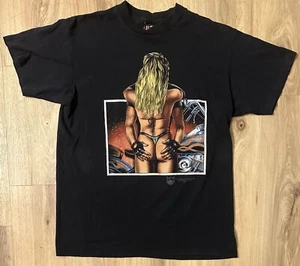 Vintage RARE 1992 3D Emblem American Biker Motorcycle Black T Shirt Men’s Large - Picture 1 of 7